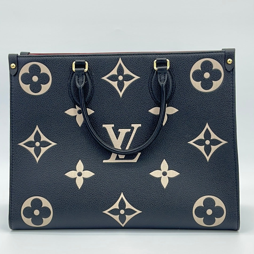 Louis Vuitton OnTheGo Tote MM Black/Beige Leather