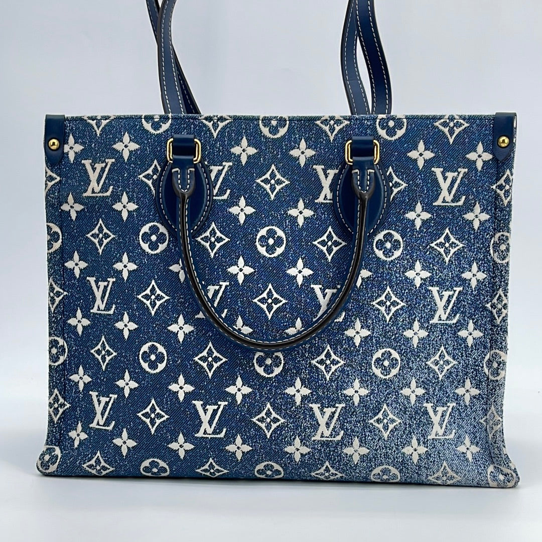 Preloved Louis Vuitton Monogram Denim OnTheGo mm Tote TDVG389 091023 Off