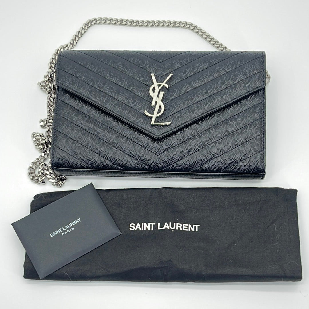 Buy Saint Laurent Cassandre Envelope Leather Chain Wallet 'Light