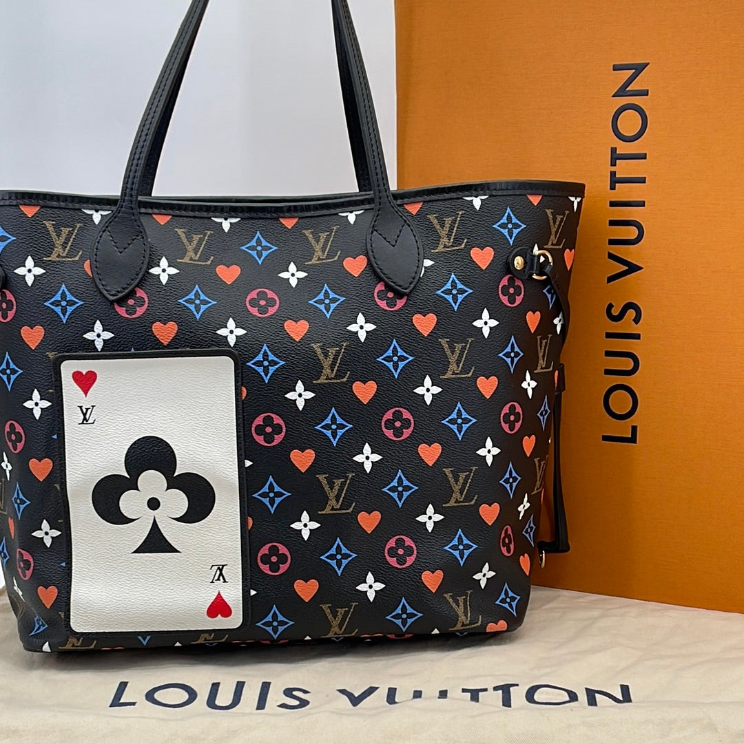 AUTHENTIC LOUIS VUITTON GIANT GAME ON MONOGRAM NEVERFULL MM BAG NEW **NO  POUCH**