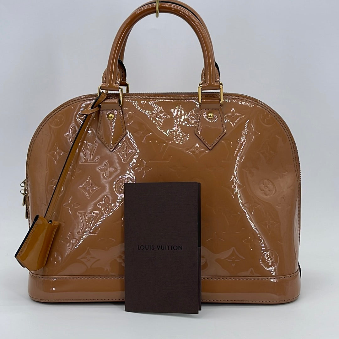 Preloved Louis Vuitton Tan Monogram Vernis Alma PM Handbag FL0183 091823