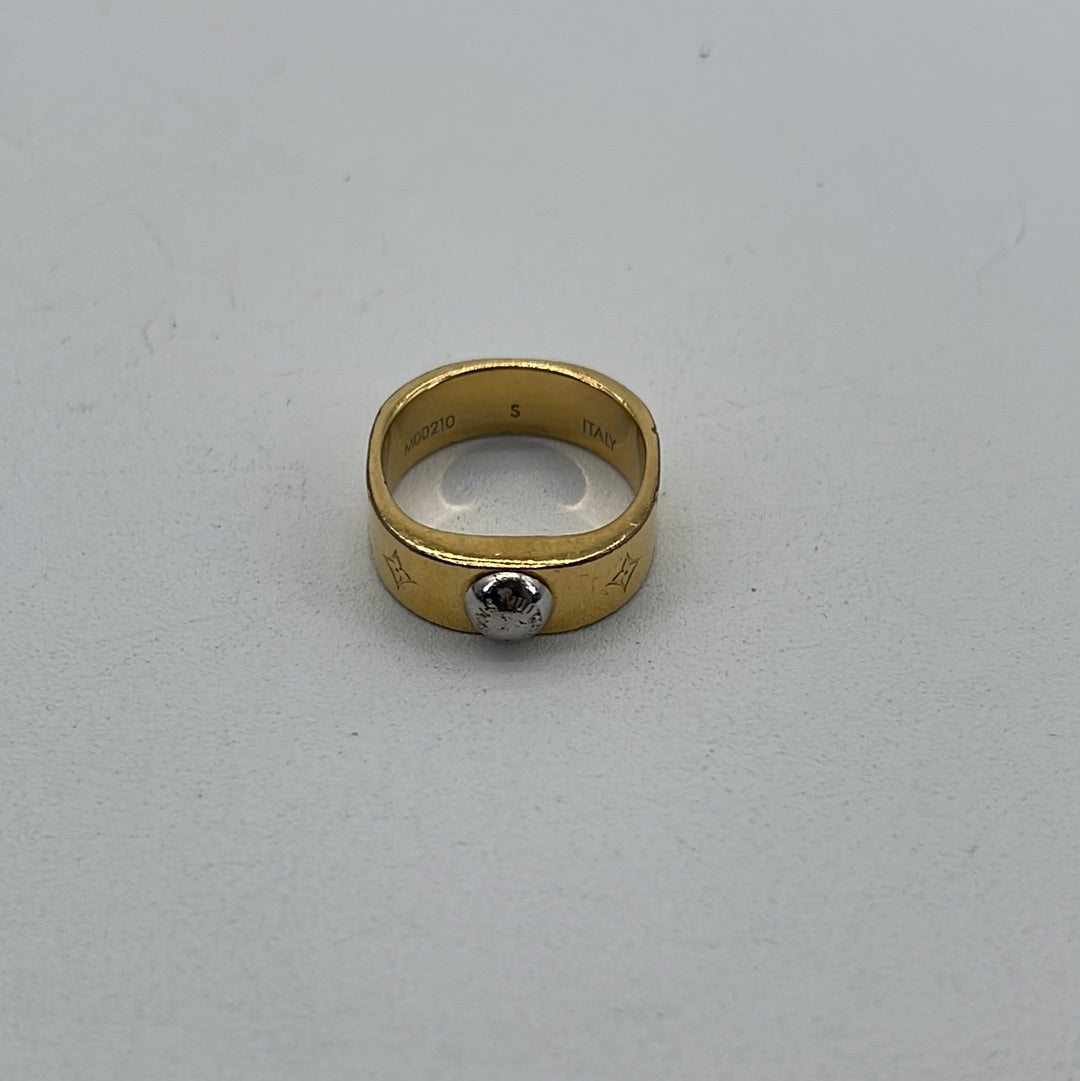 Louis Vuitton Gold Tone Nanogram Ring Size S