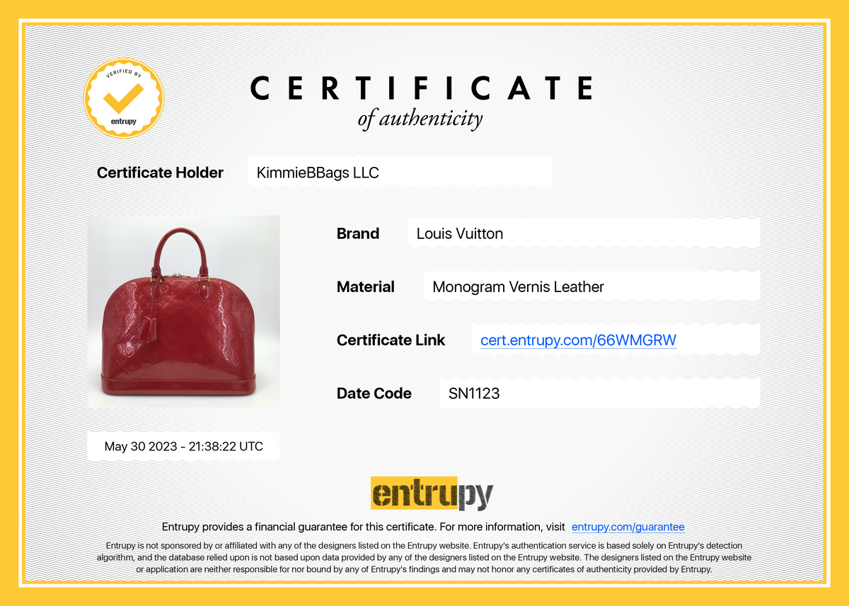 PRELOVED LOUIS VUITTON Red Vernis Monogram Alma GM Bag SN1123