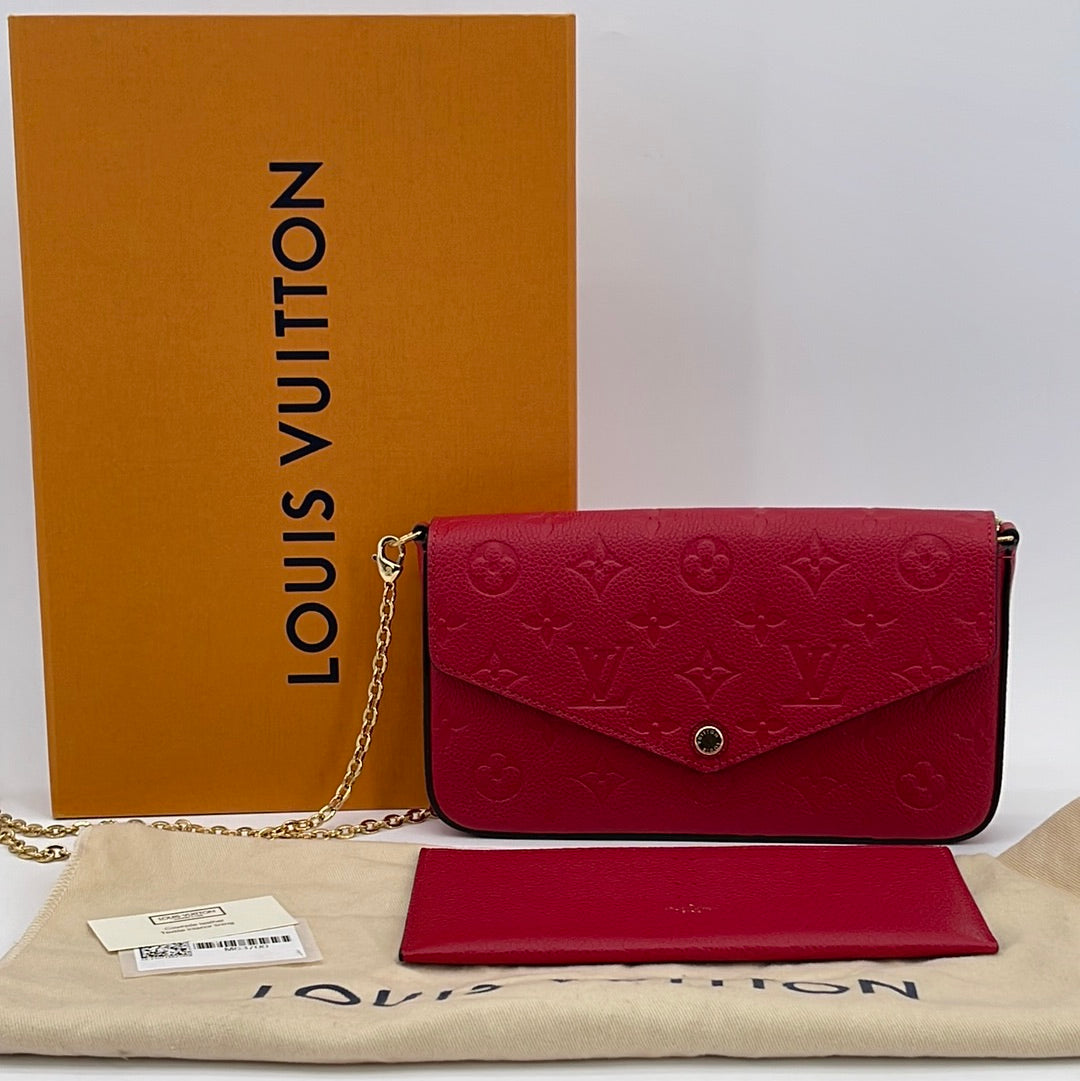 Louis Vuitton Fuchsia Grained Calfskin Felicie Pochette Card Holder In