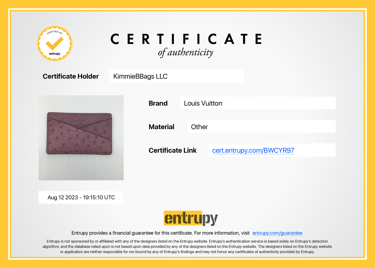 Preloved Louis Vuitton Lilac Ostrich Card Holder BWCYR97 091023