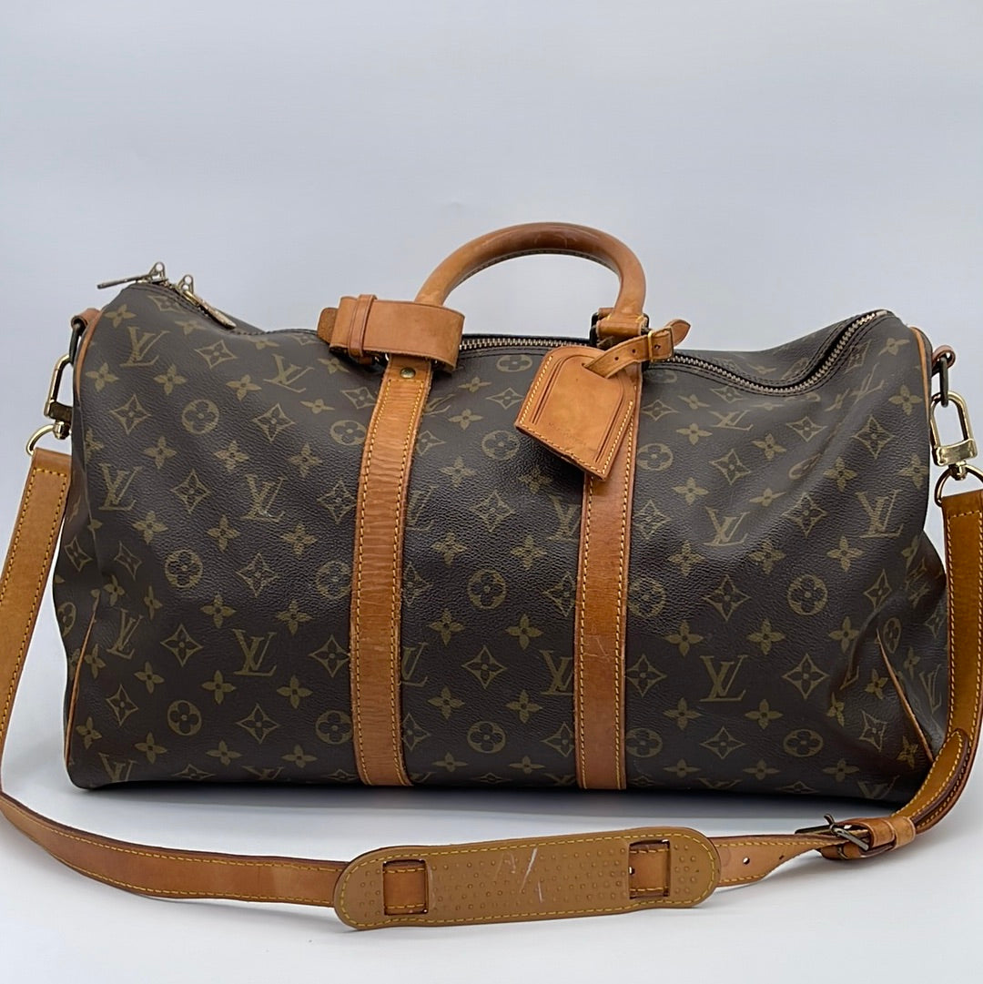 AUTHENTIC LOUIS VUITTON MONOGRAM KEEPALL BANDOLIER 60 WITH STRAP AND DUST  BAG