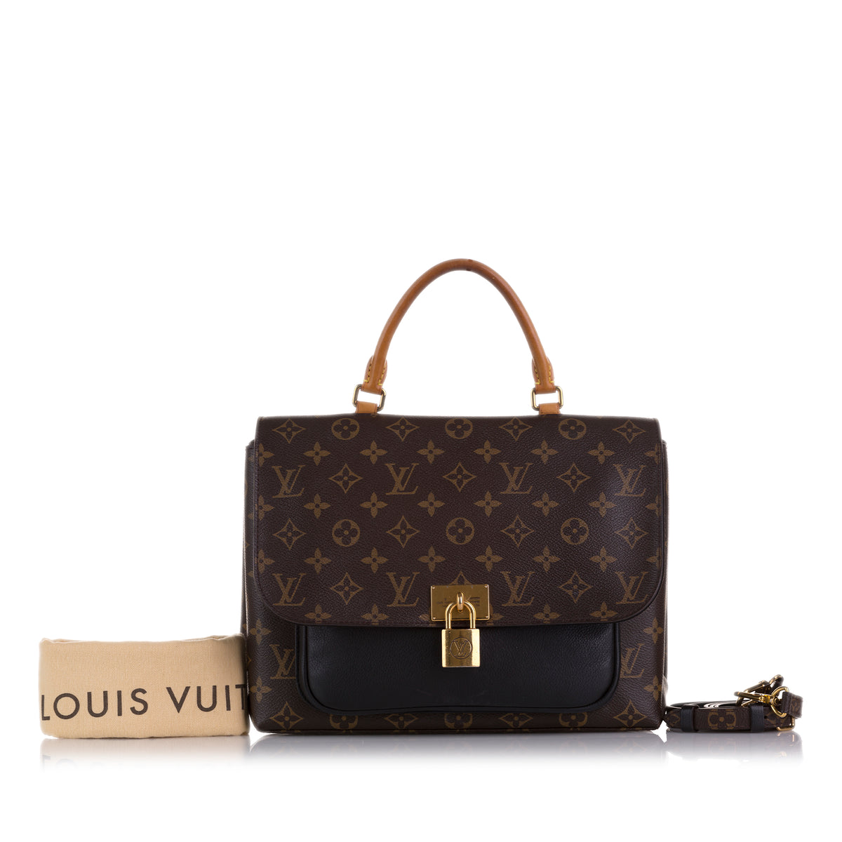 Preloved Louis Vuitton Marignan Black Leather Handbag AR2169