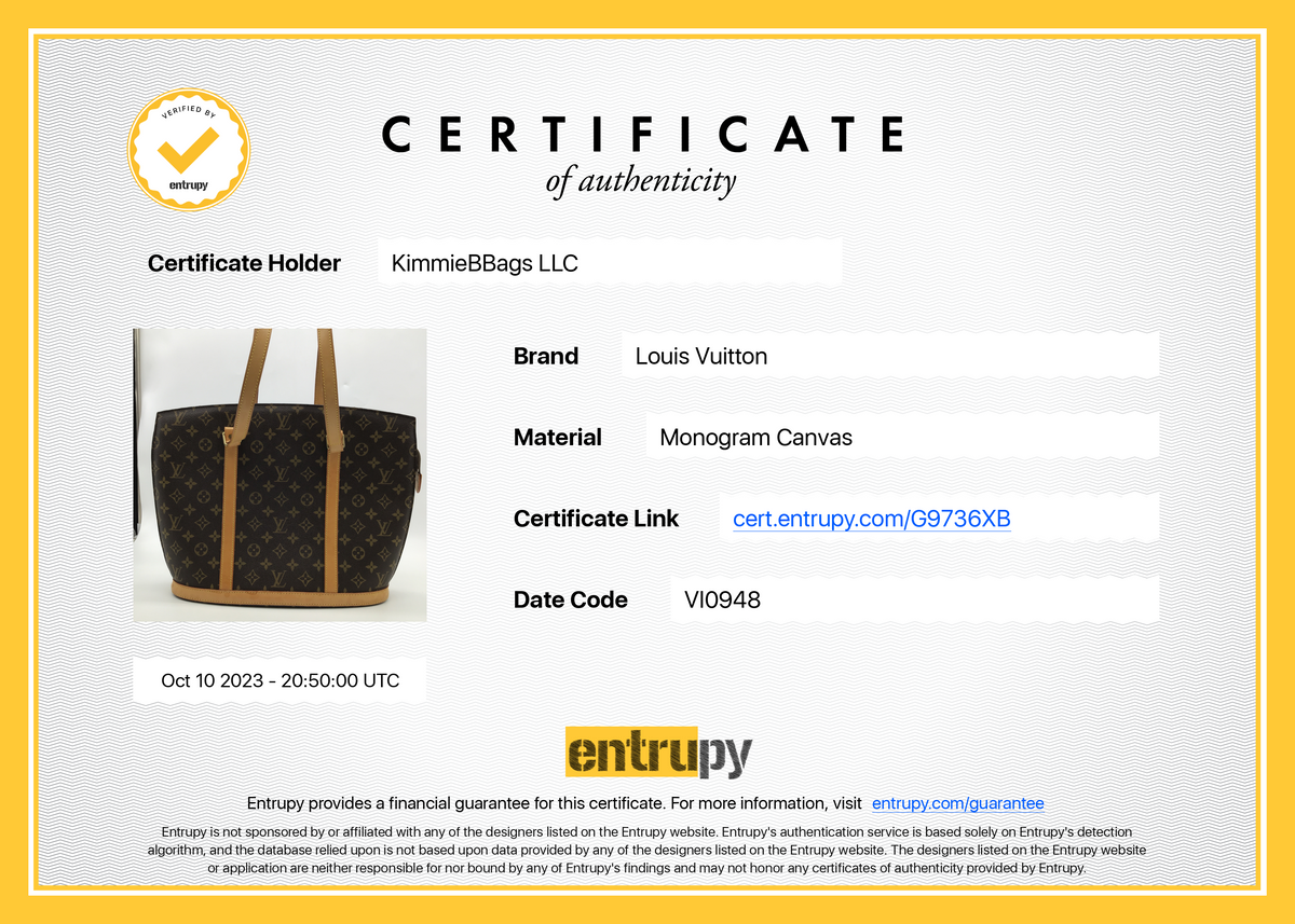 Louis Vuitton Babylone Shoulder Bag w/ Entrupy Certificate for Sale