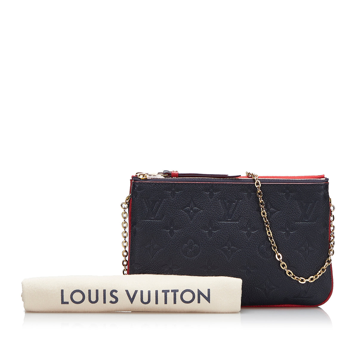 LOUIS VUITTON Cream Empreinte Double Zip Pochette Chain Bag – Fashion  Reloved
