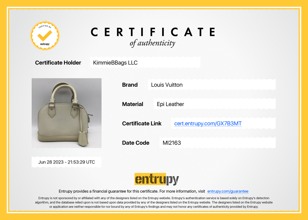 Authentic Louis Vuitton Yellow ALMA PM TOP Handle Bag in Epi Leather