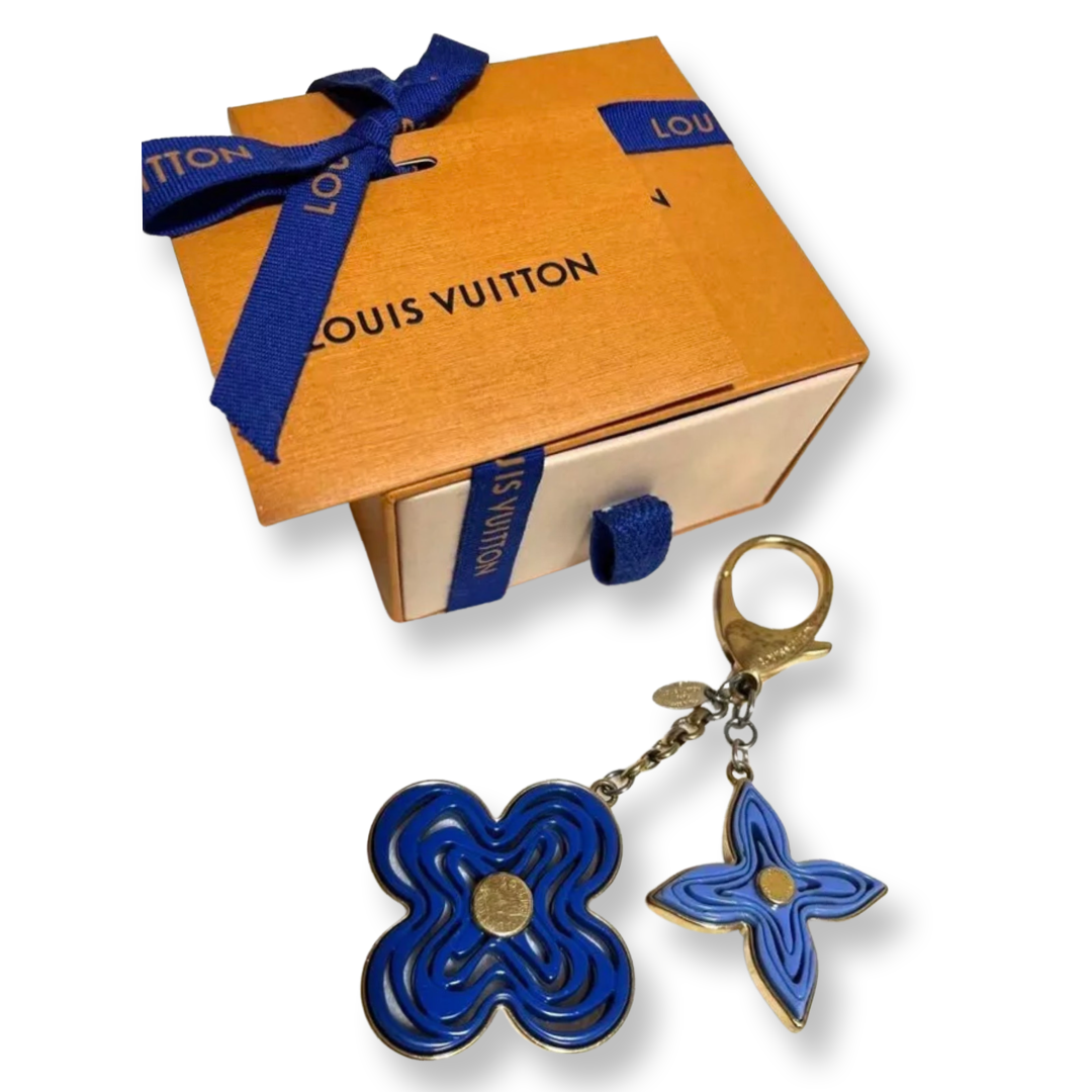 Louis Vuitton Blue Flower Motif Key Ring / Bag Charm Louis Vuitton