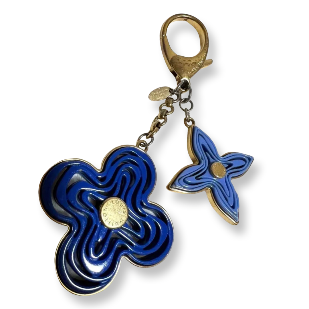 Louis Vuitton Blue Flower Motif Key Ring / Bag Charm Louis Vuitton