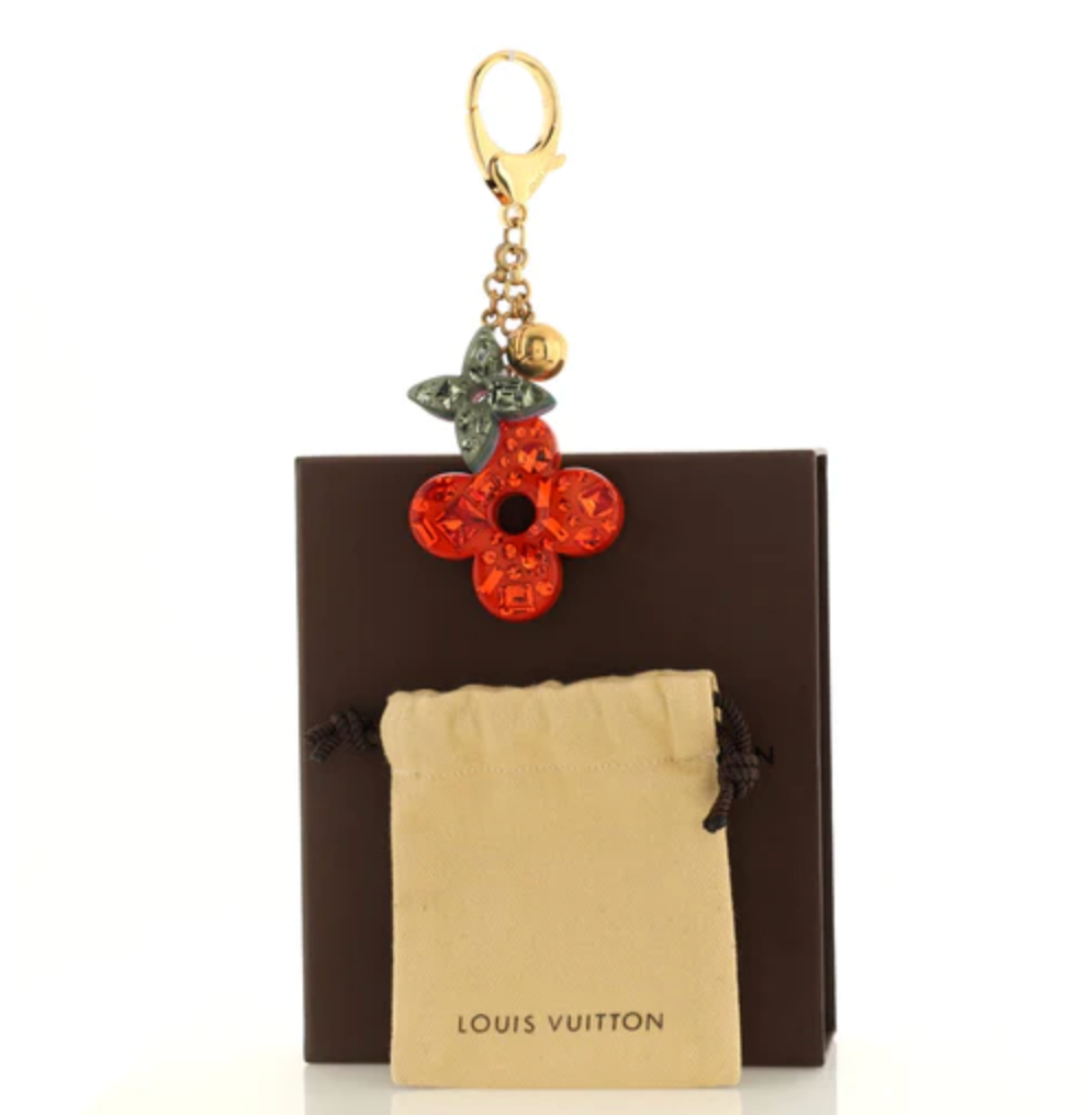 Preloved Louis Vuitton Flower Key Chain Gold Multicolor Resin Bag Charm  080423