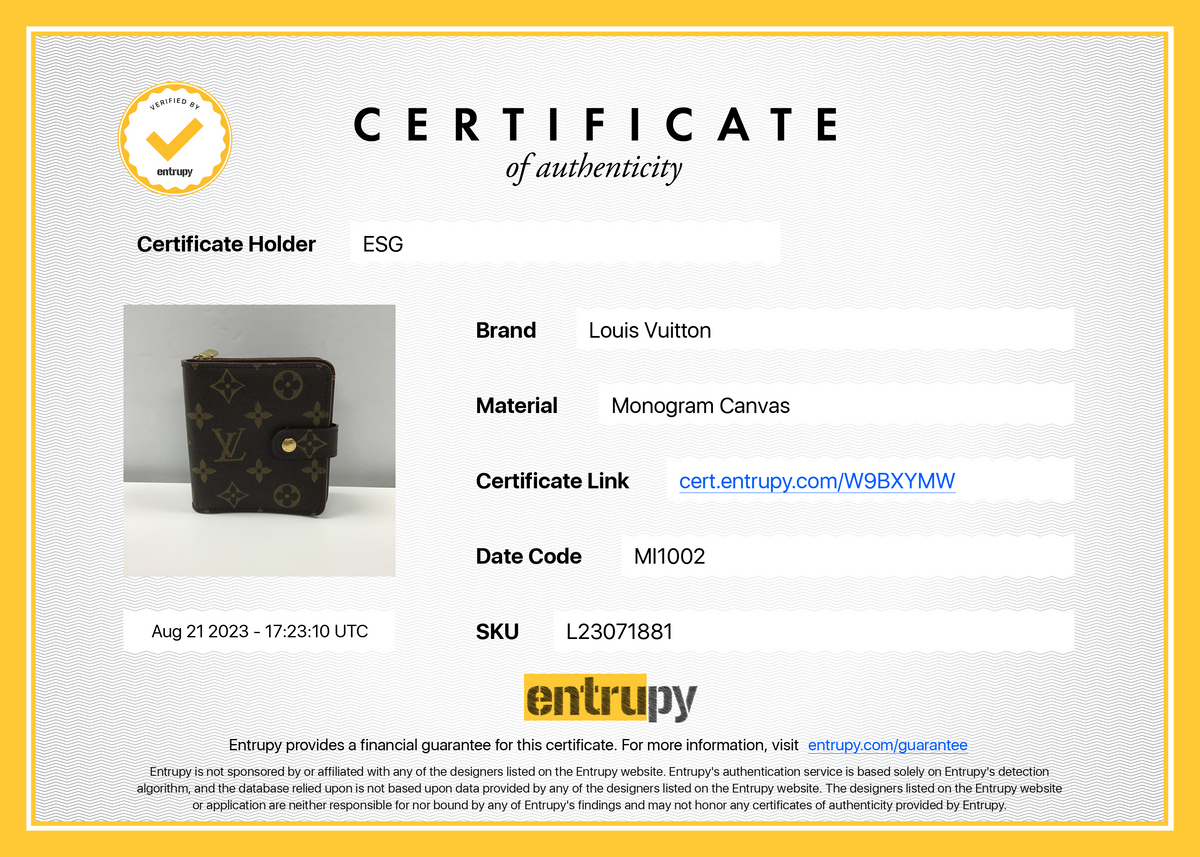 Preloved Louis Vuitton Monogram Compact Zip Bifold Wallet MI1002 09282 –  KimmieBBags LLC