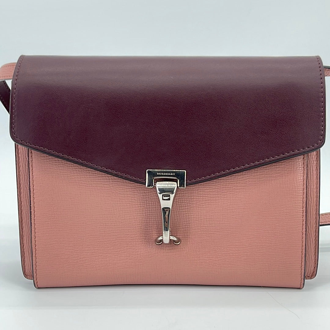 Preloved Burberry Pink and Burgundy Leather Macken Crossbody Bag