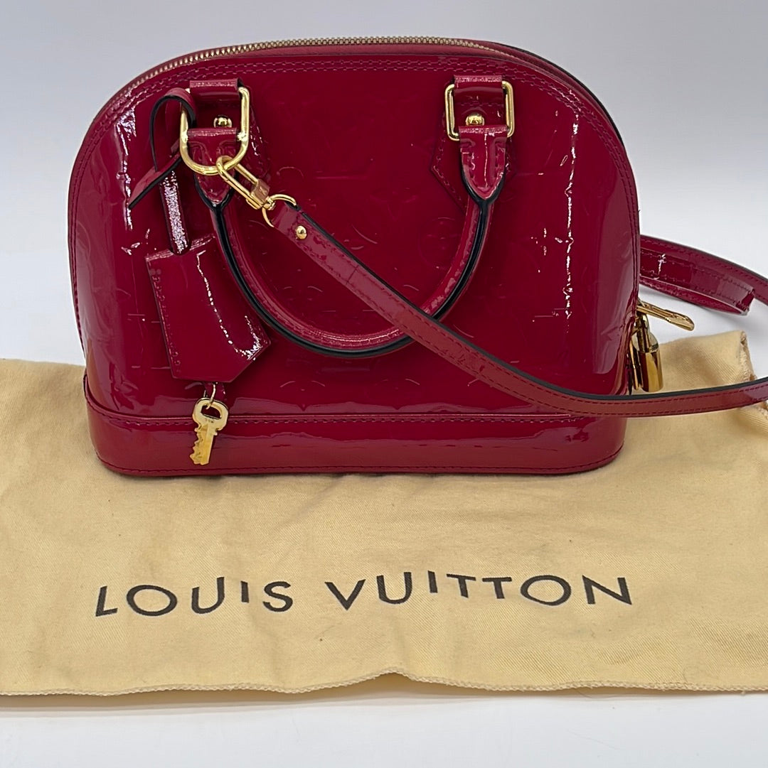 Louis Vuitton Monogram Alma BB Red Vernis Patent Handbag w