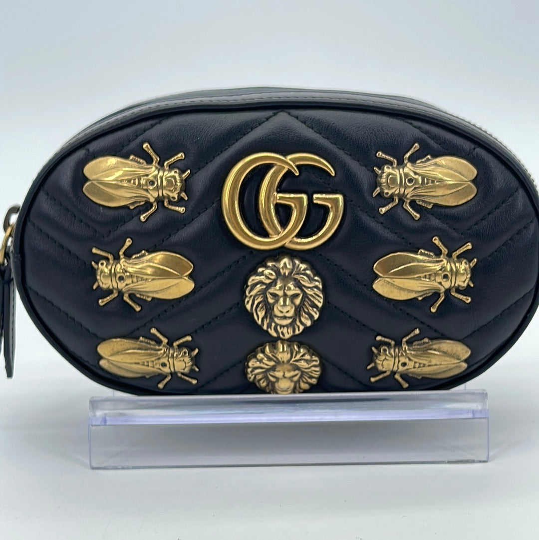 Gucci waist bag marmont with animal studs original leather version