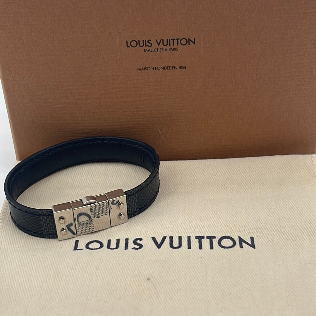 Authentic LOUIS VUITTON Bracelet Damier Blue PVC #10220