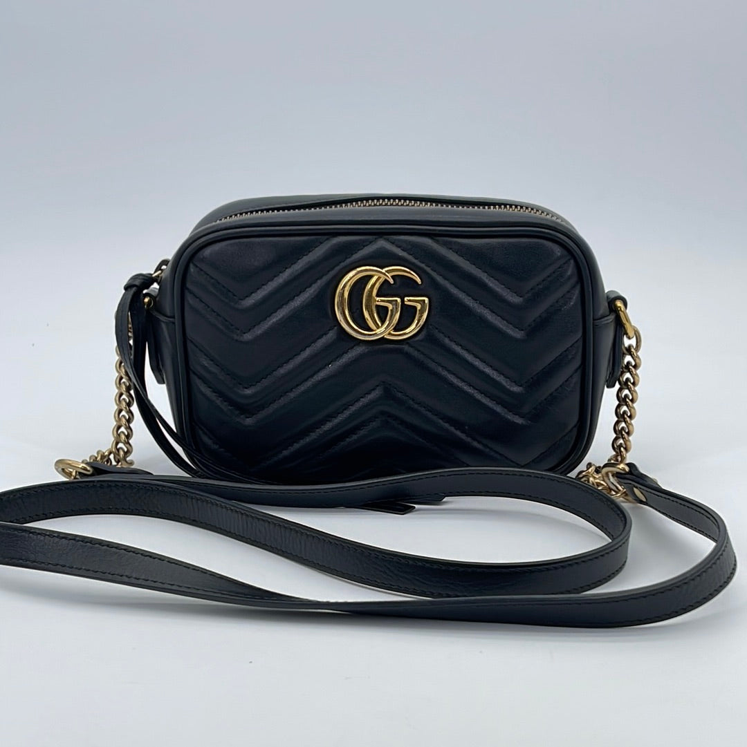 GG Matelassé small bag in black leather