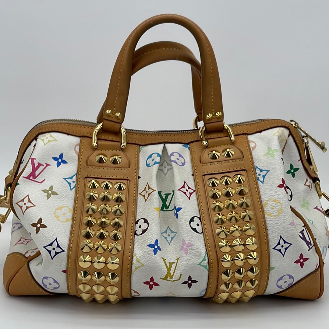 Auth Louis Vuitton Courtney MM/PM Multicolor White Cross body handbag M45642