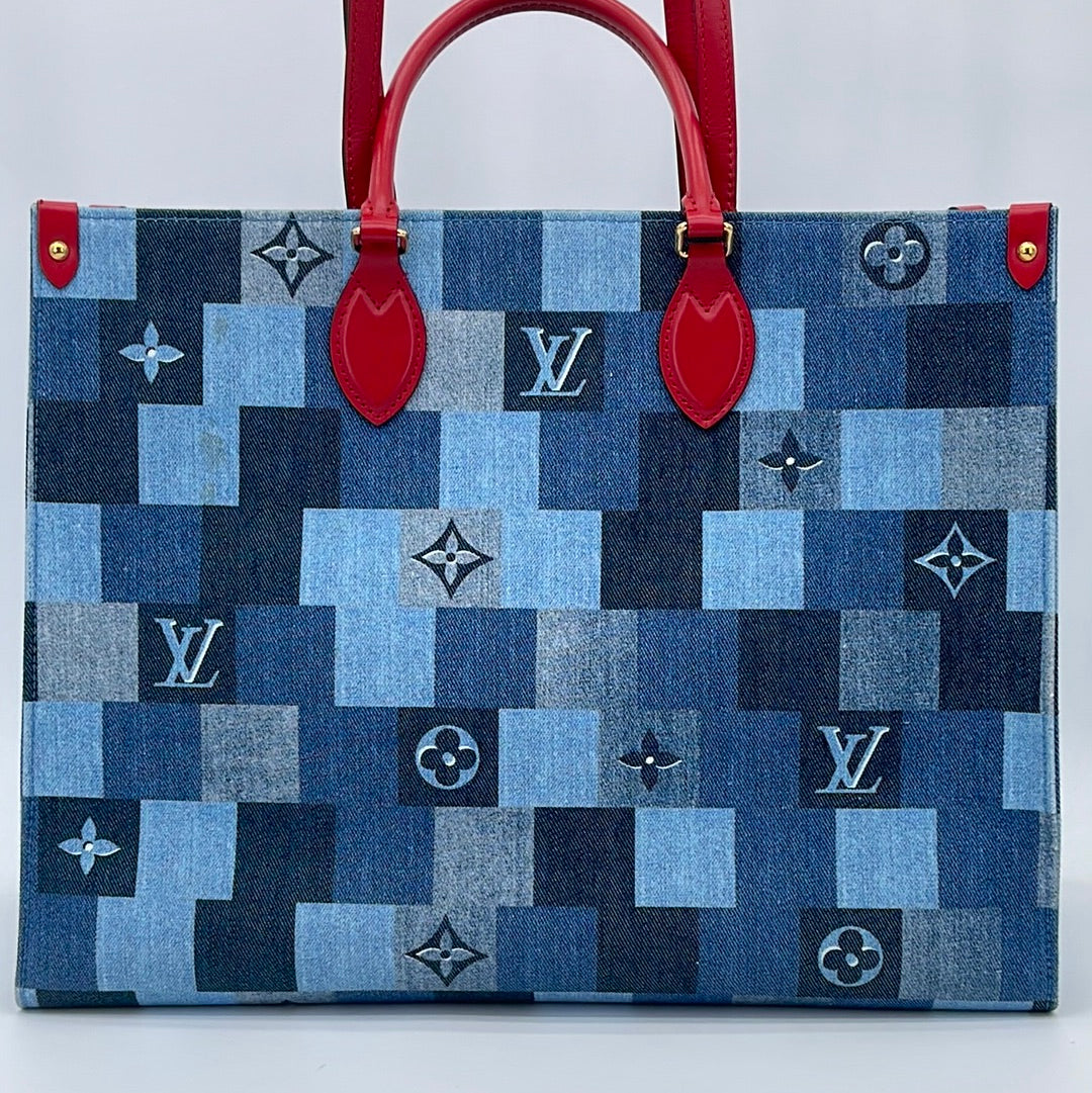 Louis Vuitton Monogram Denim and Leather Onthego Bag