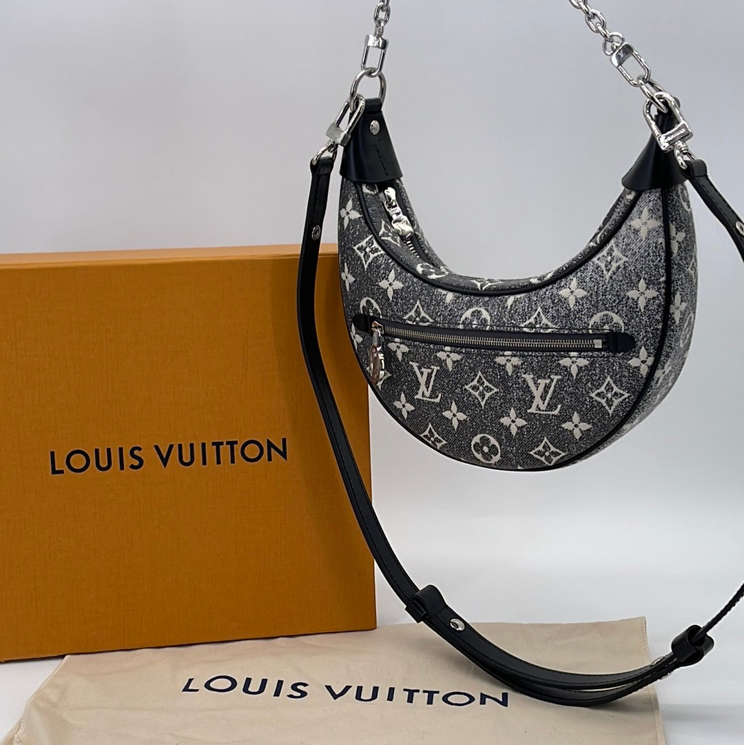 Louis Vuitton Loop Handbag Monogram Jacquard Denim Gray