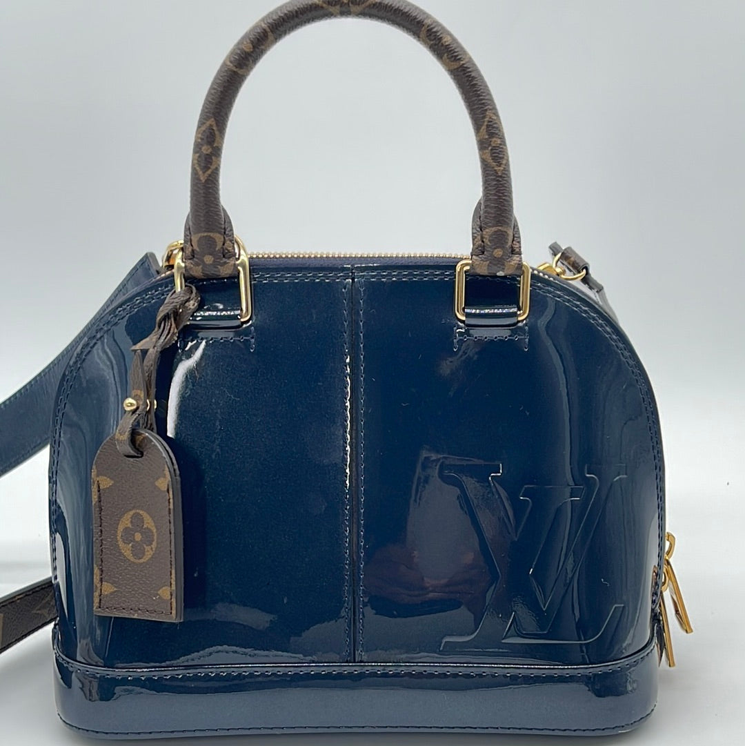 Alma Blue Patent Leather Cross Body Bag