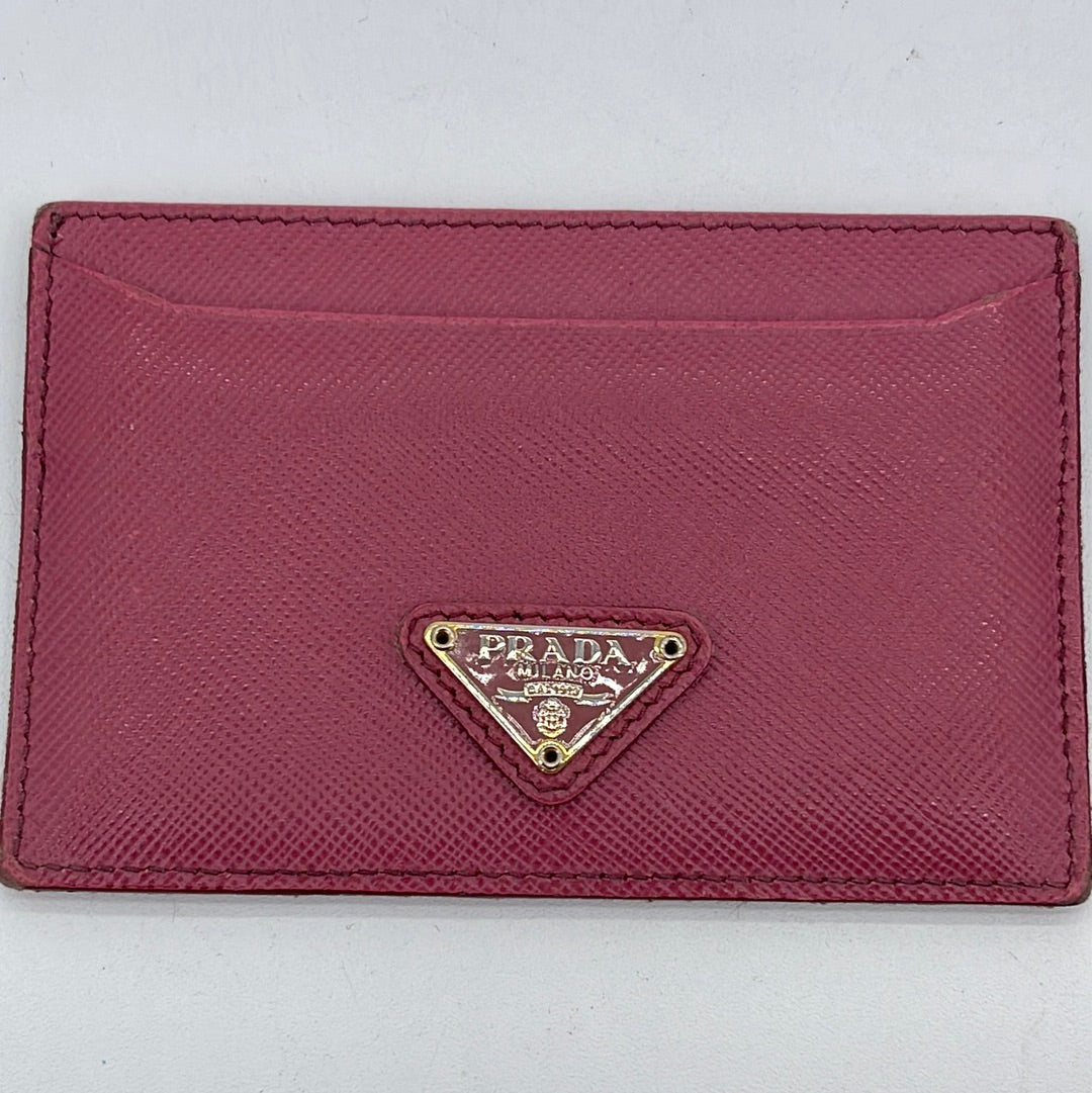 Prada Saffiano Coin Purse Women's Leather Key Case Pink