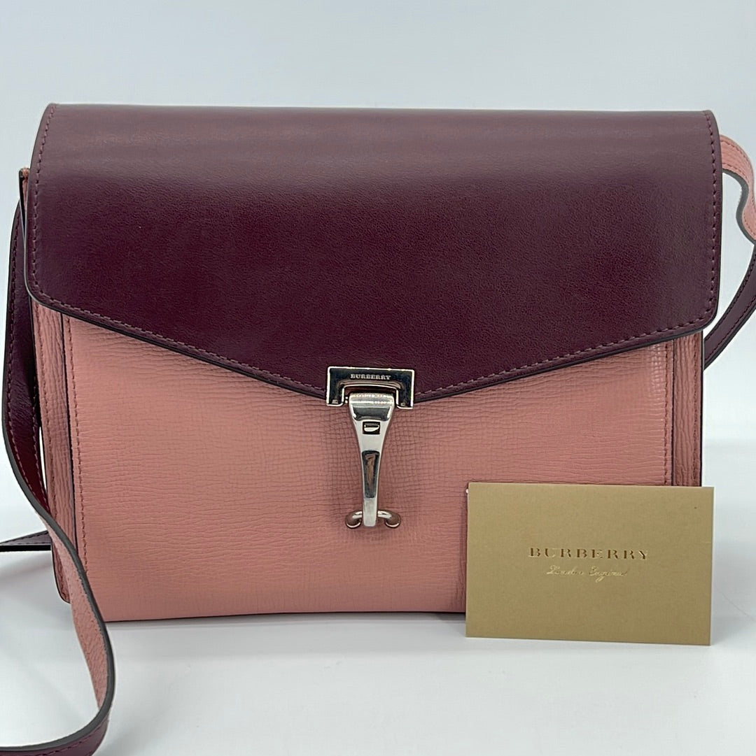 Preloved Burberry Pink and Burgundy Leather Macken Crossbody Bag