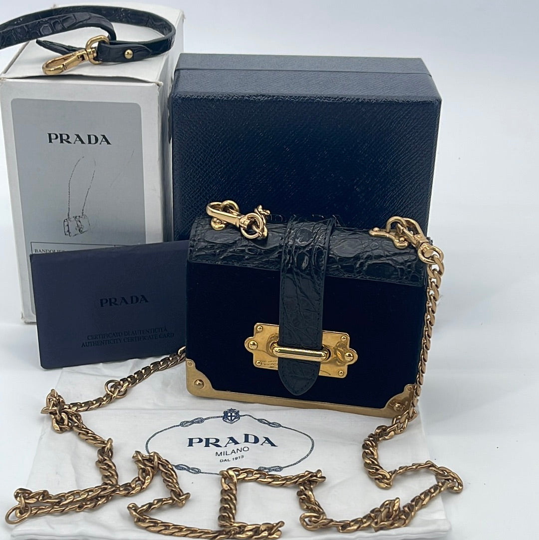 Prada Black Small Astrology Cahier Silver Hardware Leather