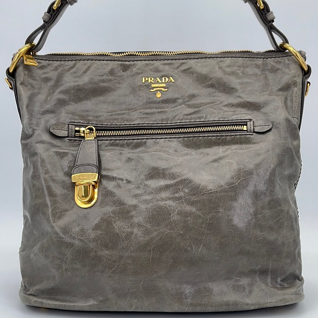 Prada Vitello Shine Leather Top Handle Bag on SALE