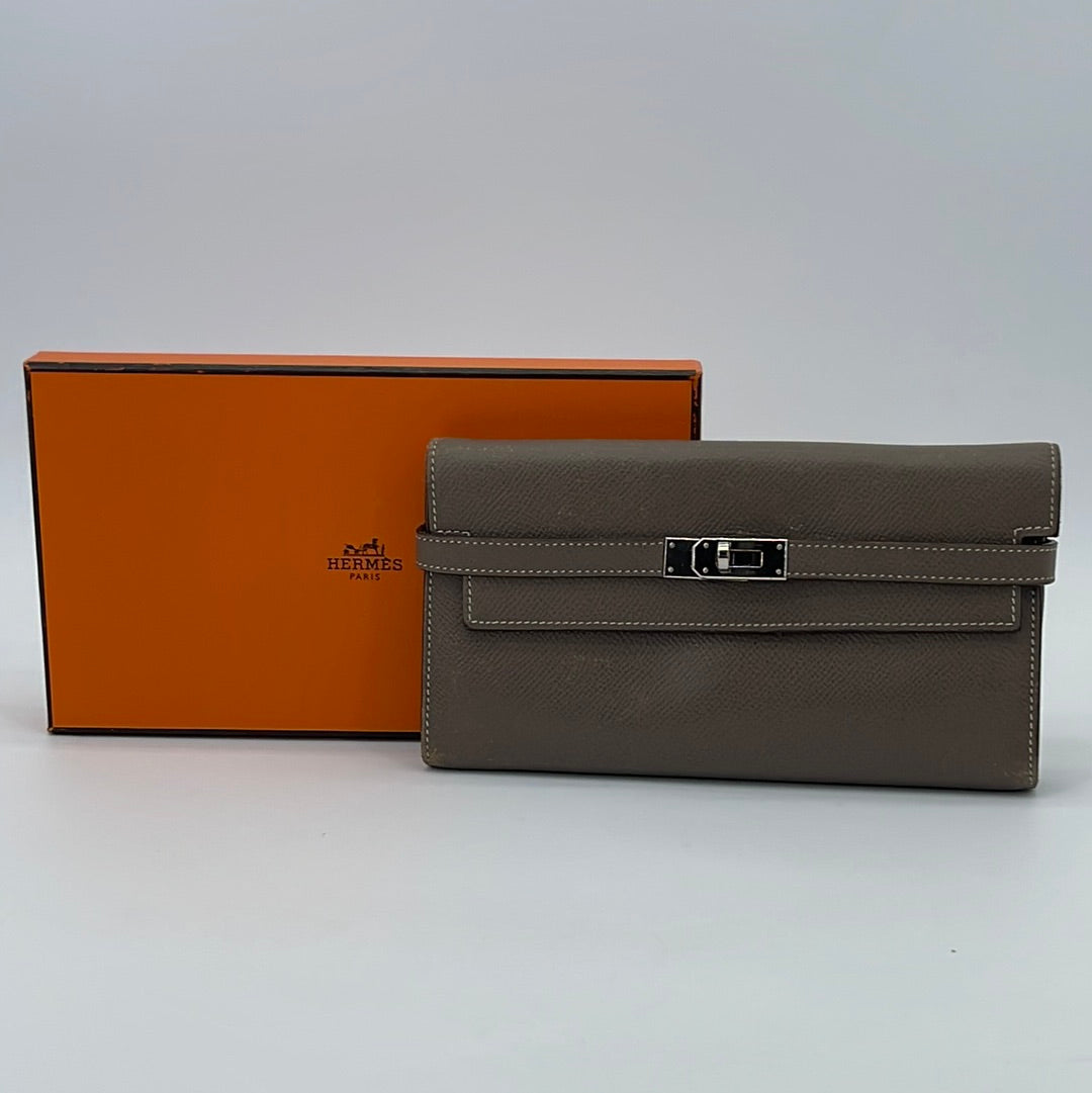 Hermes Orange Epsom Leather Zip Around Wallet - Yoogi's Closet