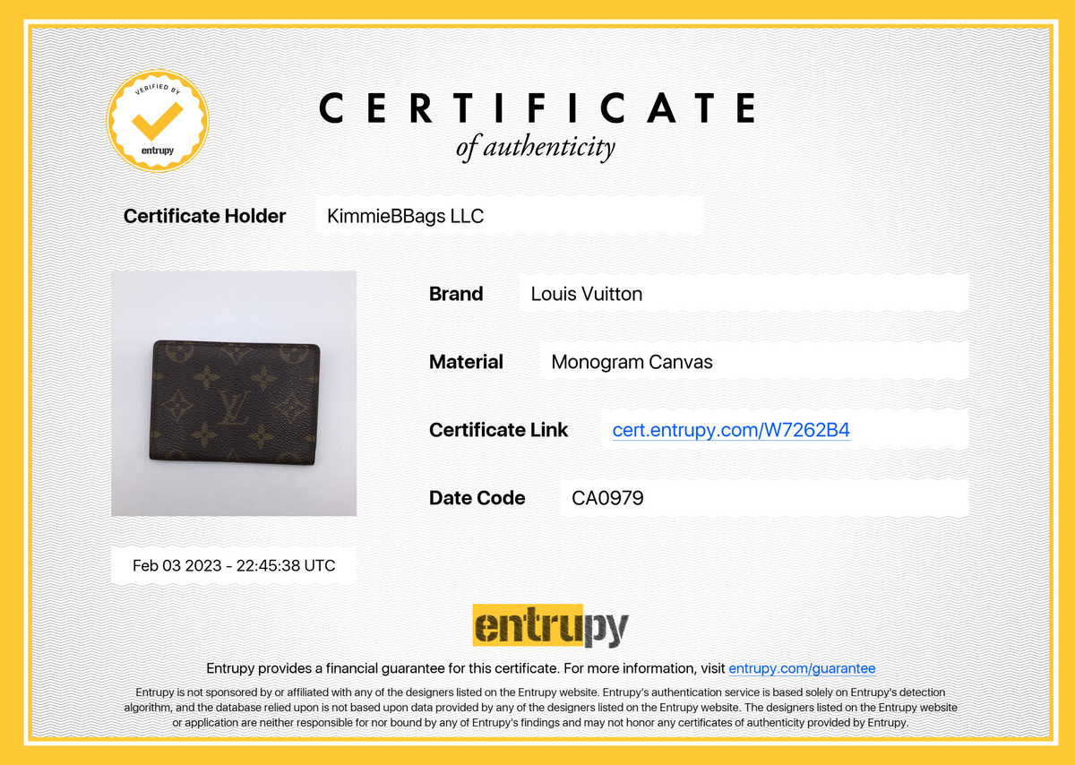 PRELOVED Louis Vuitton Monogram Canvas Card Case CA0979 020623