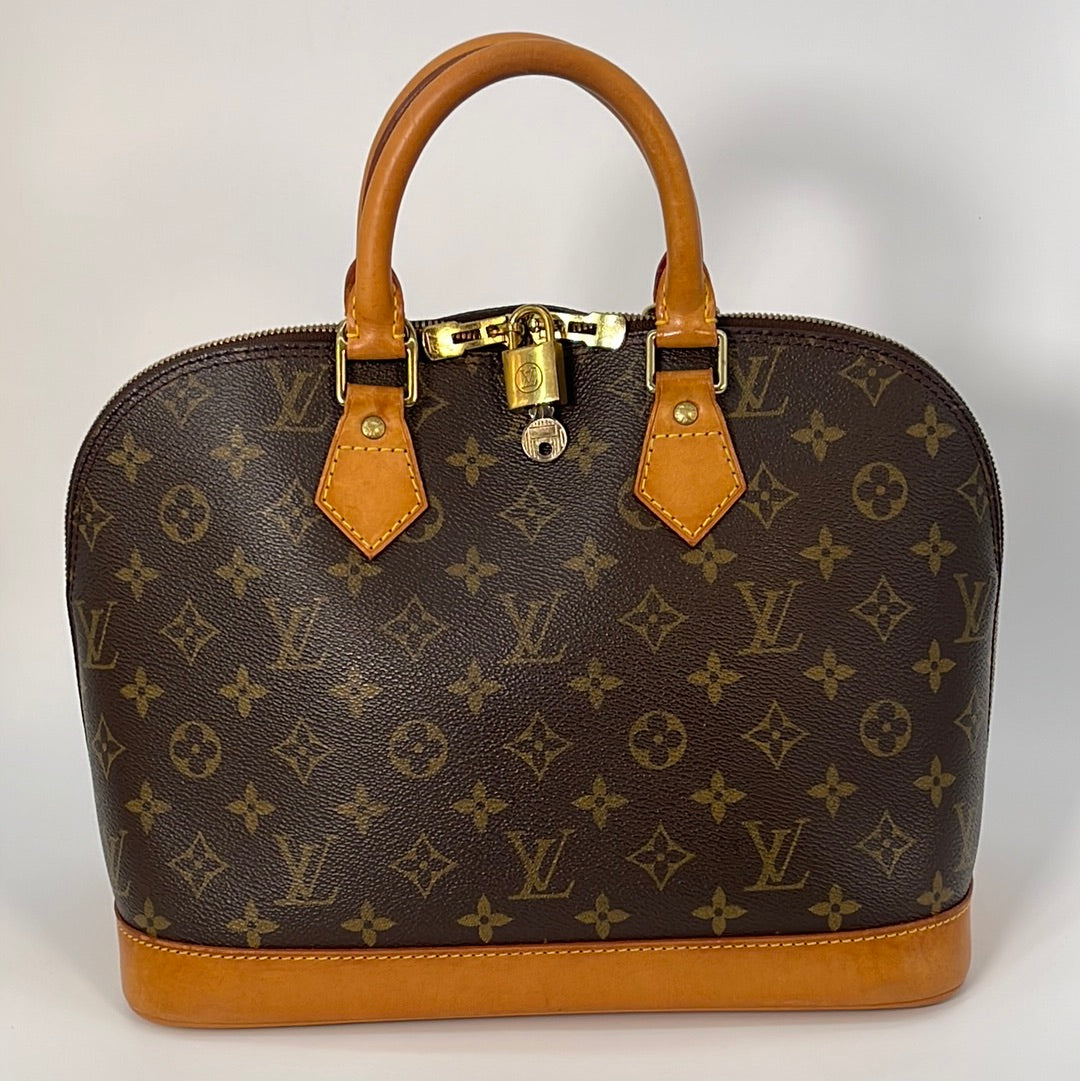 Louis Vuitton Vernis Alma PM Monogram Wine Red Color USED 0120A