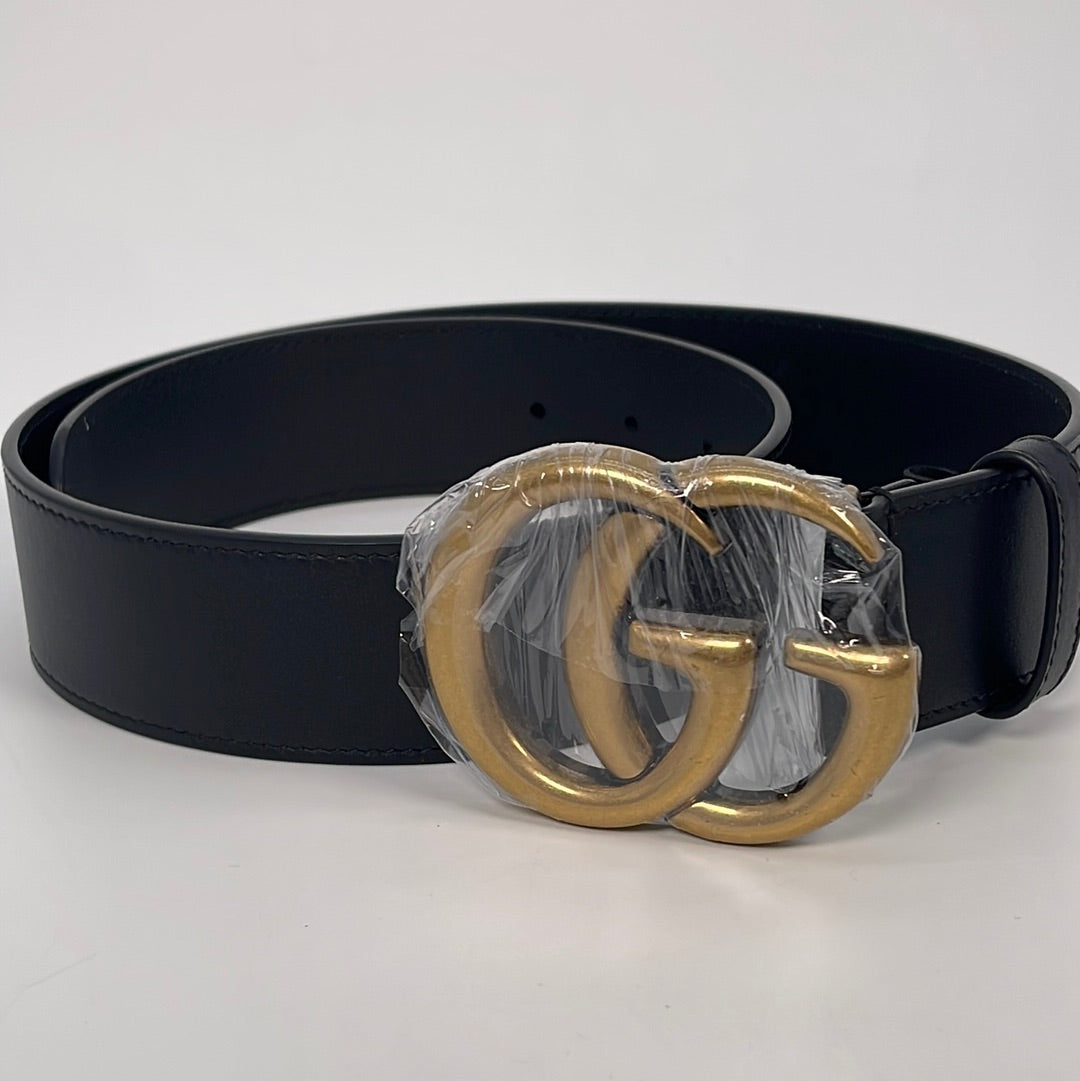 Gucci Belt Signature Leather 1.5W Blue in Leather with Nickel - US