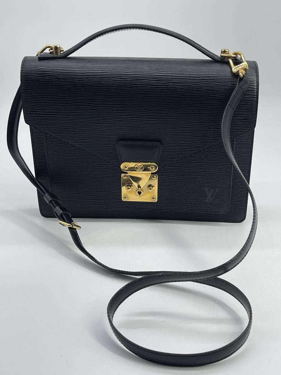 Louis Vuitton Monceau Black Epi Leather Silver 2 Way Hand Bag SR2009 –  Exchange Collectibles
