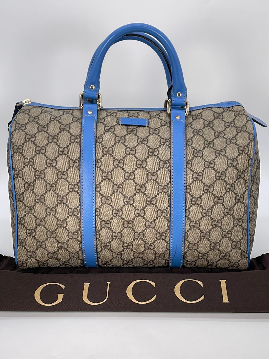 Gucci Brown GG Supreme Joy Boston Bag White Beige Leather Cloth Pony-style  calfskin Cloth ref.325534 - Joli Closet