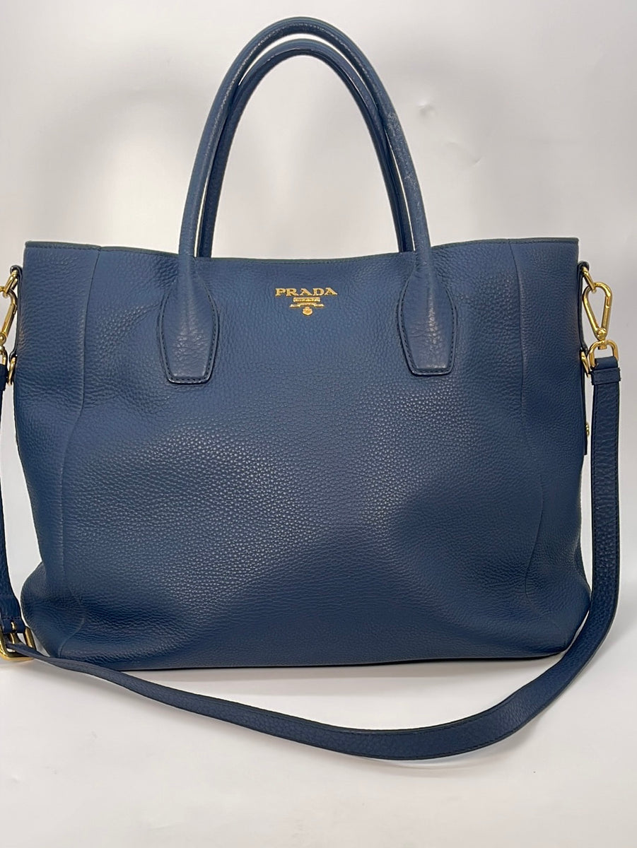 Preloved Prada Blue Leather Vitello Convertible Tote Bag 117 041323 - –  KimmieBBags LLC