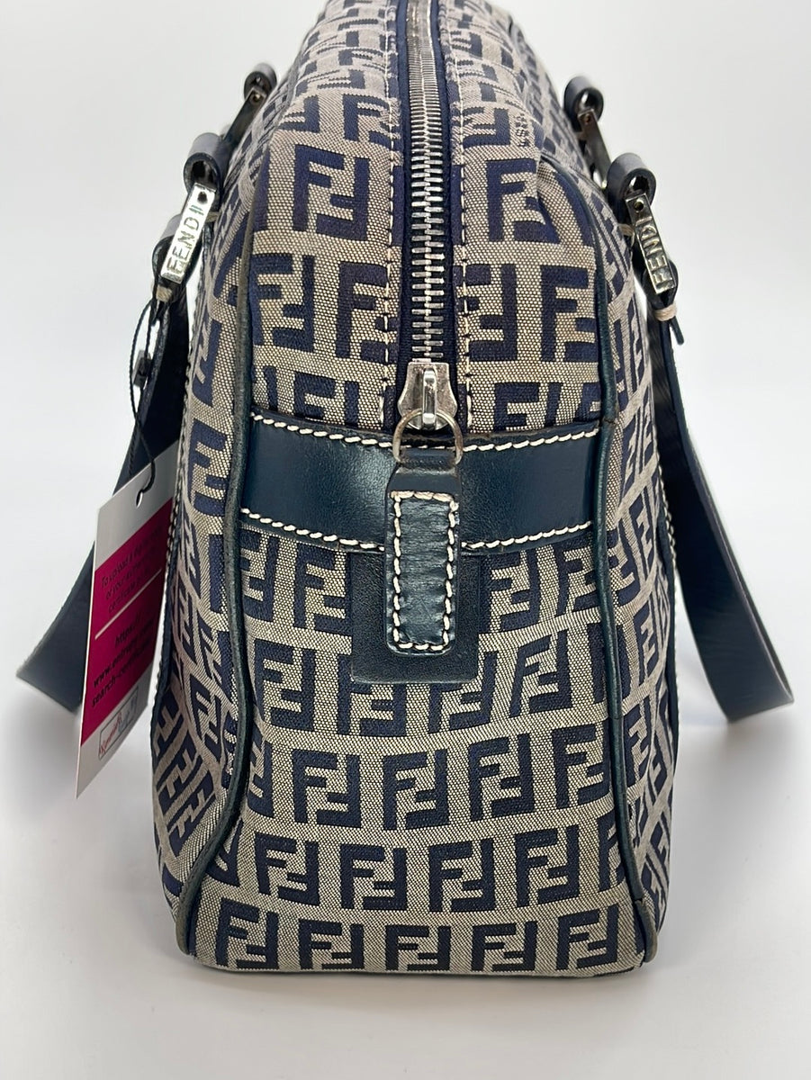 FENDI Zucchino Hand Tote Bag Beige Canvas Leather 71-16558.0.012 77321
