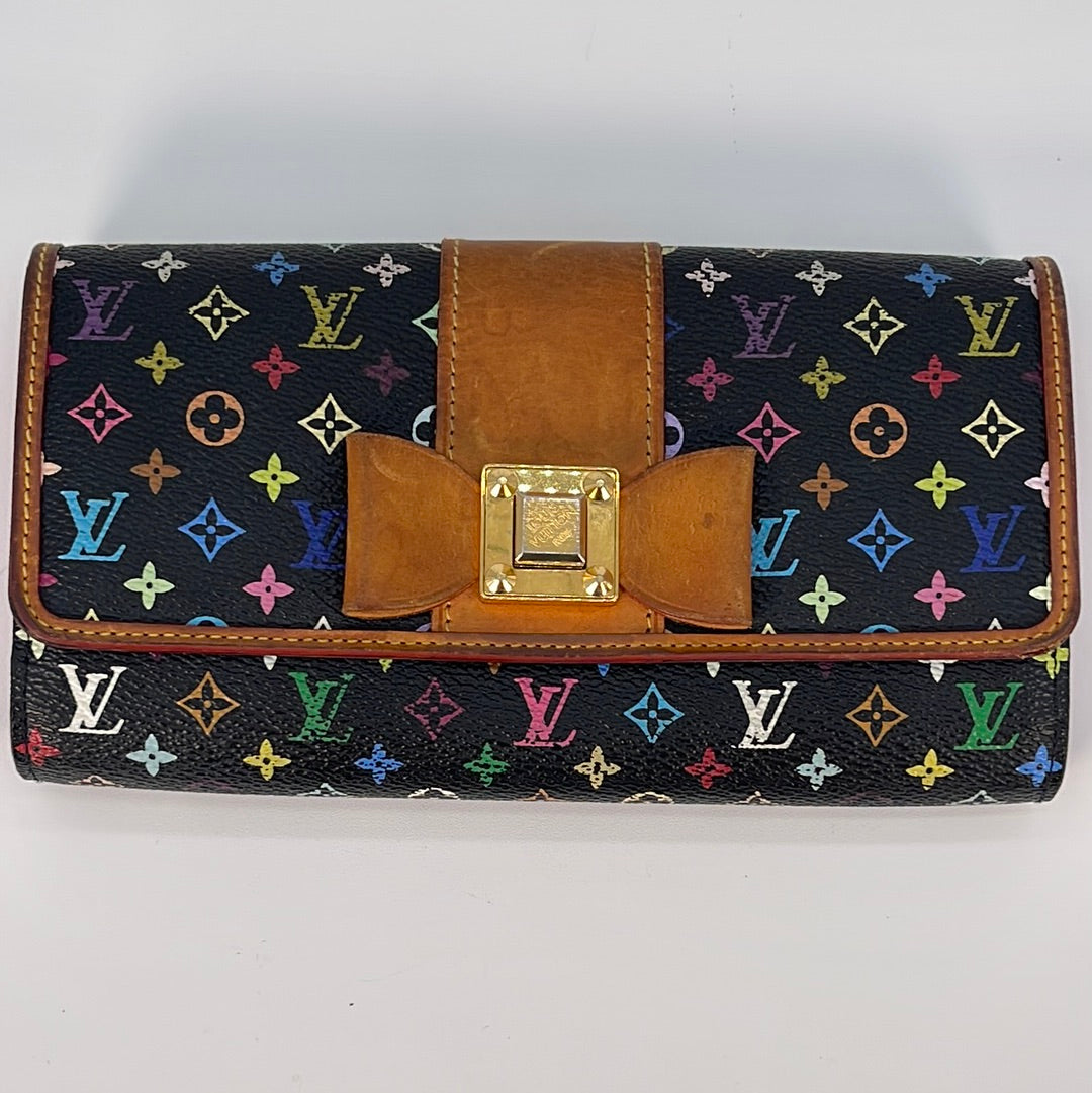 Pre-Loved Louis Vuitton Black Multicolor Sarah Noeud Bow Wallet TS1131 –  KimmieBBags LLC