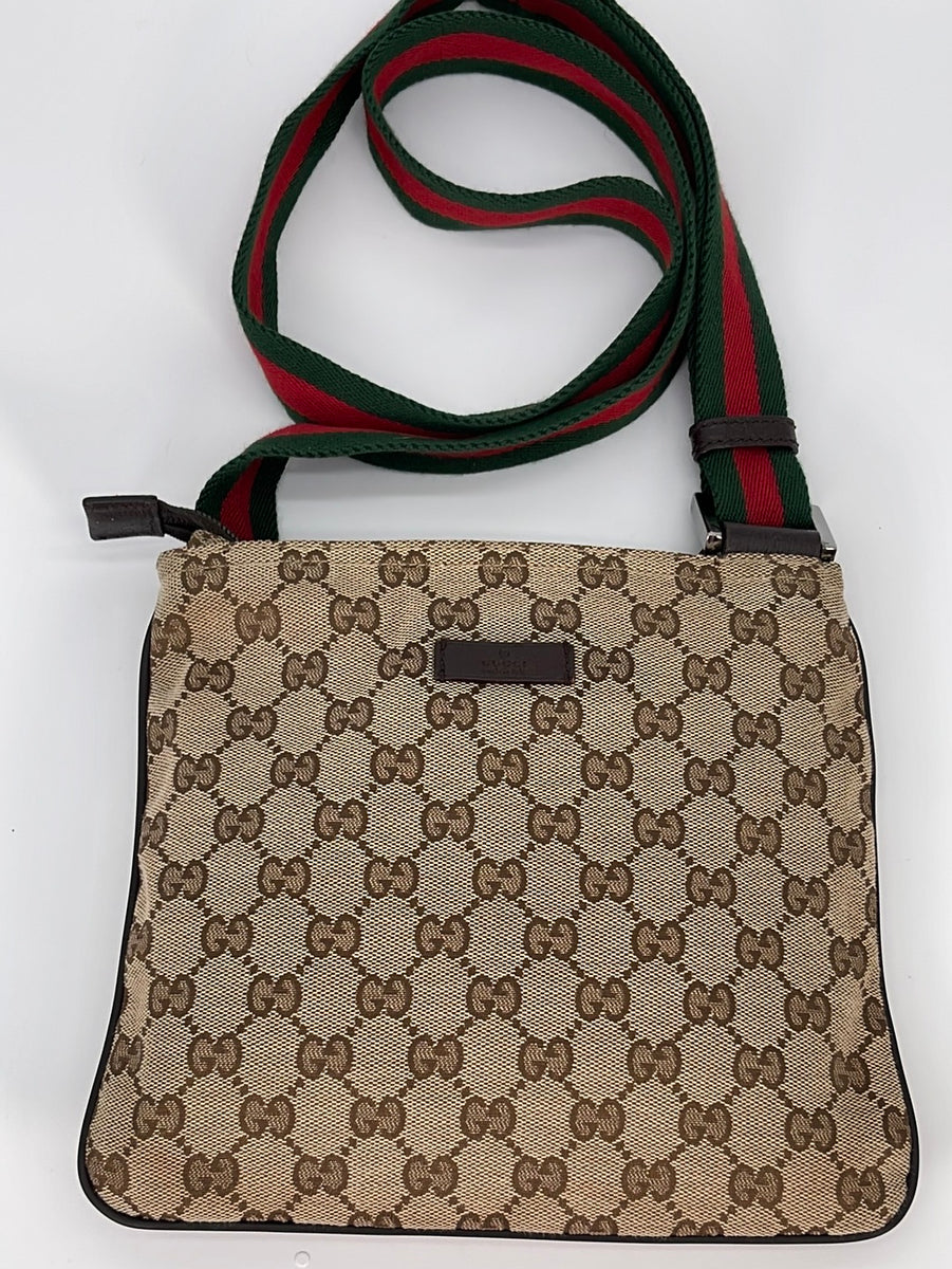 Gucci shoulder bag sales green and red strap