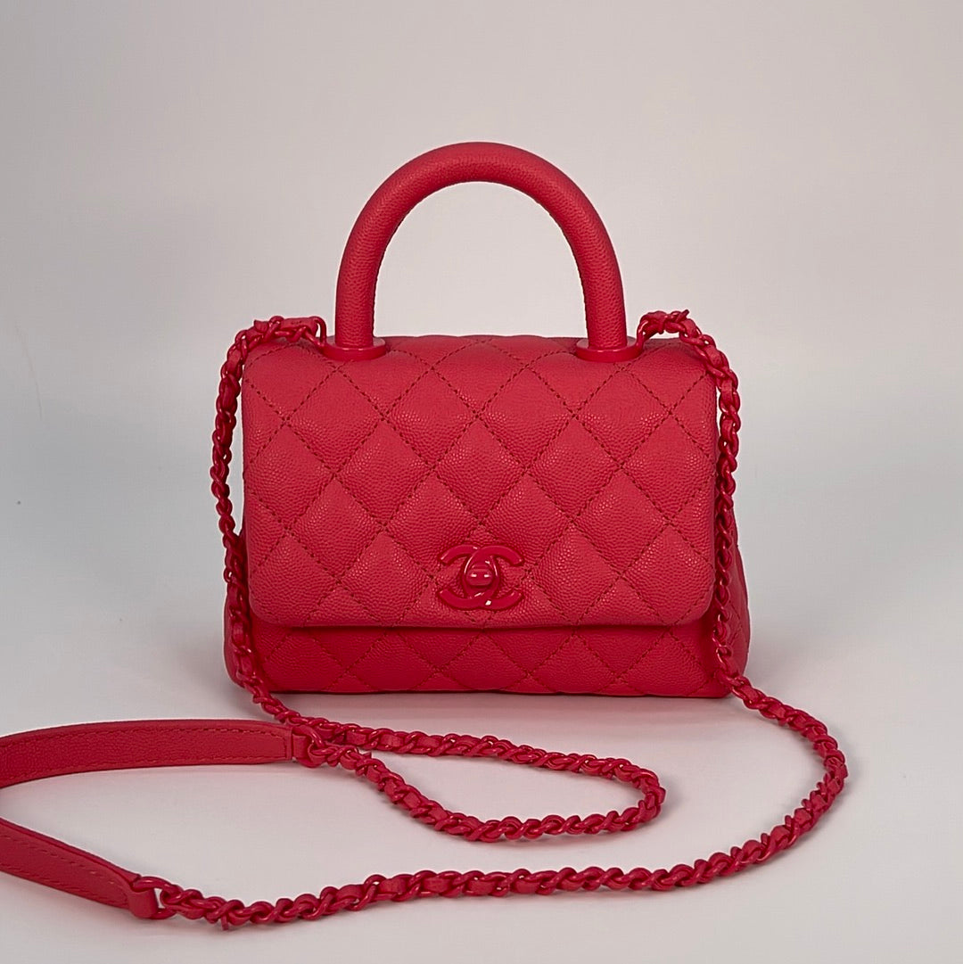 Chanel Extra Mini Pink Quilted Caviar Coco Handle