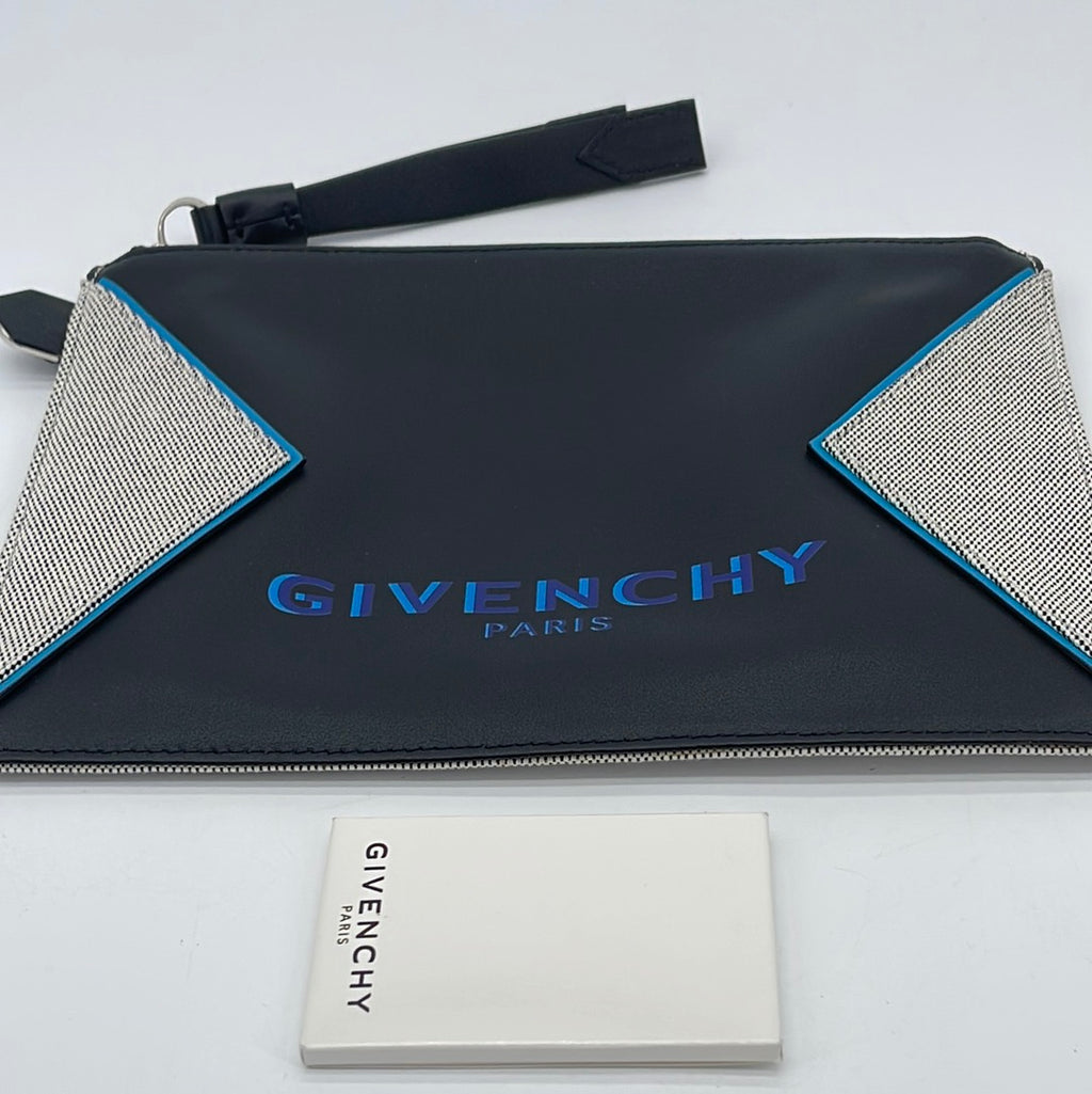 Preloved Givenchy Black, Blue, and Grey Pouch 97HXQ2W 032524 P