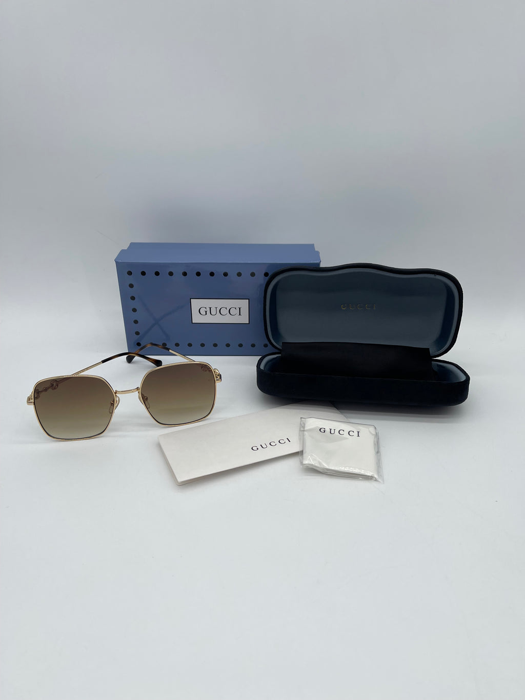 Like New Gucci Gold Square Sunglasses GG0879S 083024 H