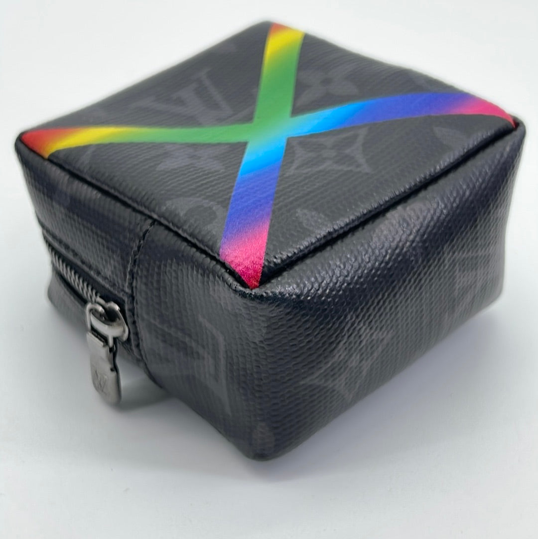 LOUIS VUITTON Monogram Eclipse Rainbow Box Pouch Bag Charm Key
