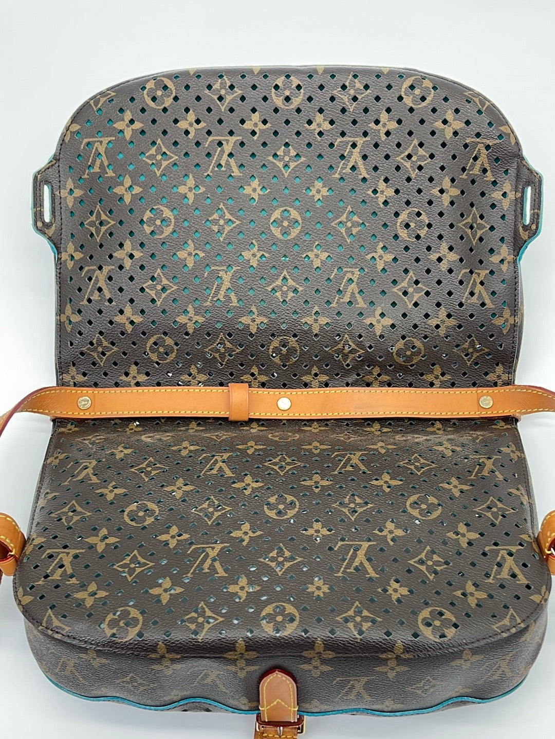 Louis Vuitton Flore Saumur Handbag Perforated Monogram Canvas