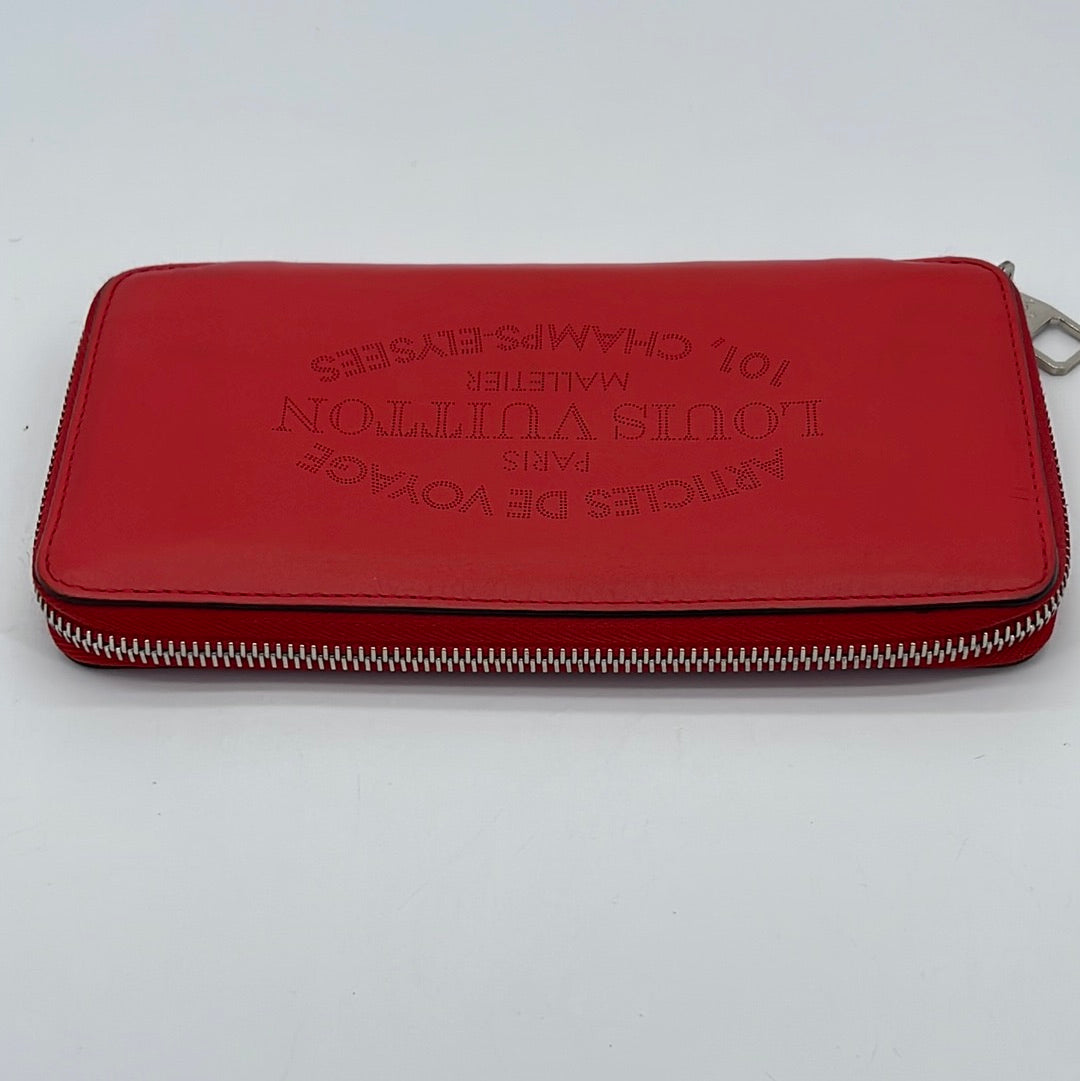 Louis Vuitton Malletier Red Epi Leather Bifold Wallet Card Coin Case Men  Purse