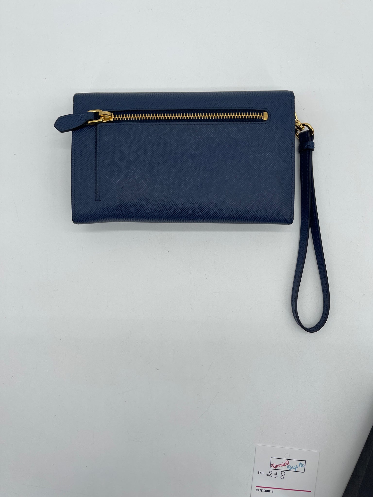 Preloved Prada Blue Saffiano Wristlet Wallet 4KM37DQ 070124 H