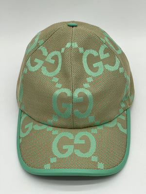 Preloved Gucci Jumbo GG baseball Hat in Beige/ Mint Green Canvas. Size Large, 58Cm. 735011601491 120224 P