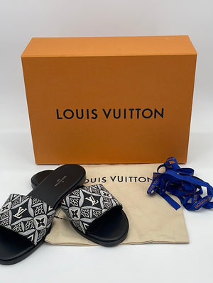 Louis Vuitton Lock It Flat Mule Sandals Sized